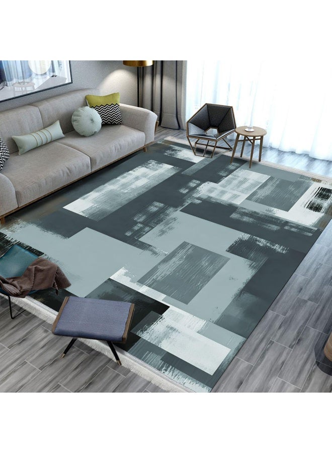SMART HOME Large padded floor mat with a soft velvet surface and non-slip backing - Living room rug - Majlis rug - Lounge rug - Luxurious decorative rug - Elegant rug with modern patterns for living rooms and majlis - Size 350x250 cm - Suitable for everyday use and entertaining - Image 1